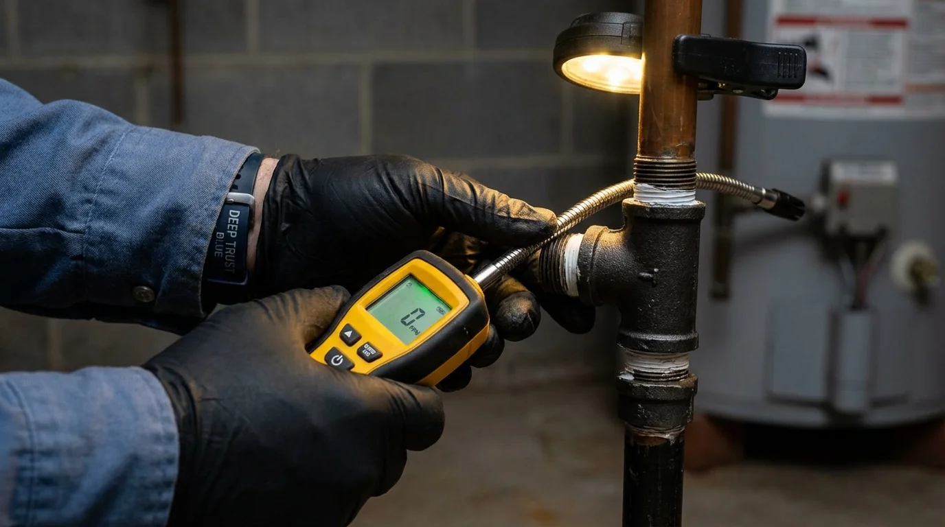Gas leak detection with electronic sniffer by Johns Plumbing LLC in Woodland Park