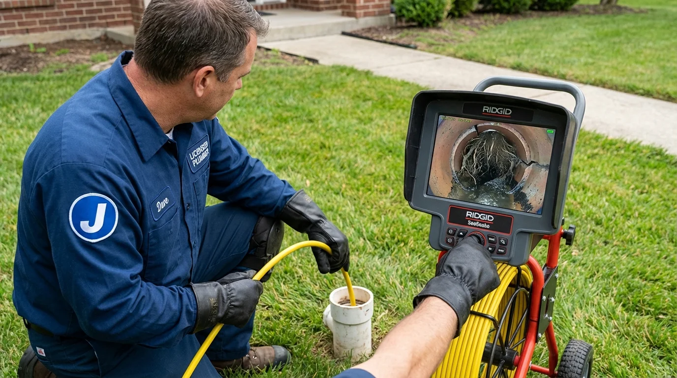Sewer camera inspection being performed by Johns Plumbing LLC in Woodland Park